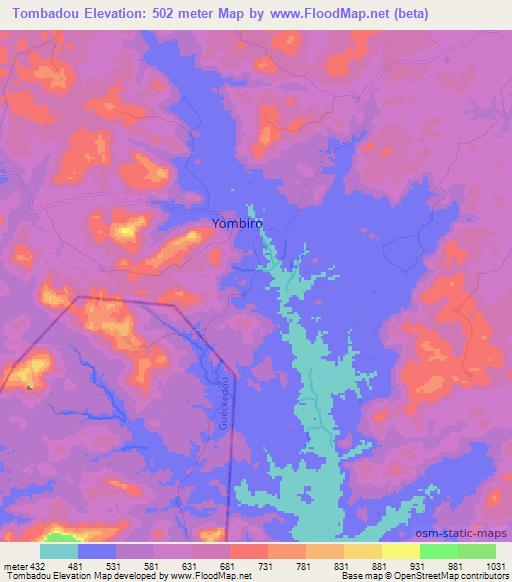 Tombadou,Guinea Elevation Map