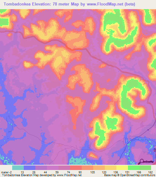 Tombadonkea,Guinea Elevation Map