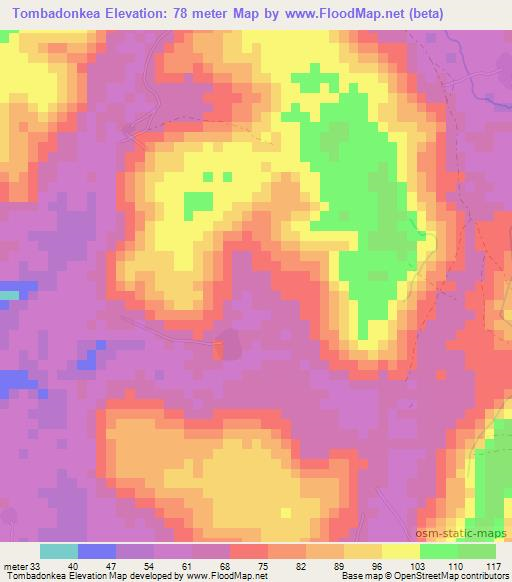 Tombadonkea,Guinea Elevation Map