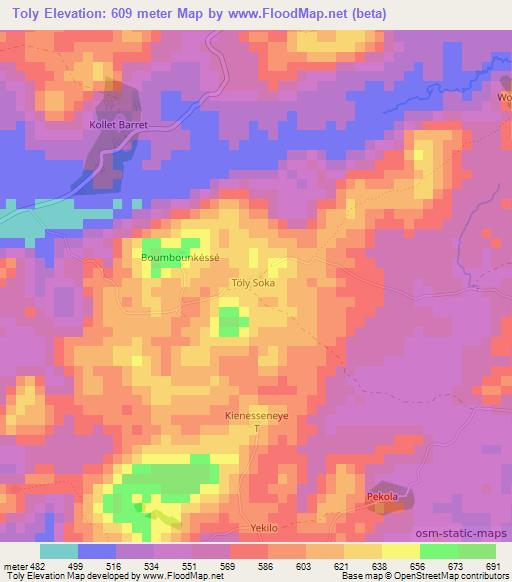 Toly,Guinea Elevation Map