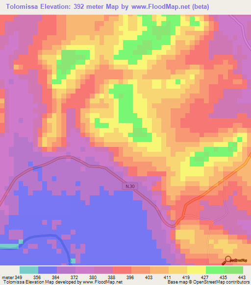 Tolomissa,Guinea Elevation Map