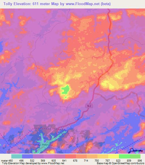 Tolly,Guinea Elevation Map