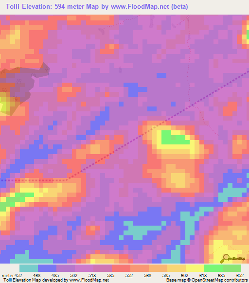 Tolli,Guinea Elevation Map