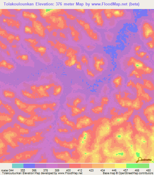 Tolakoulounkan,Guinea Elevation Map