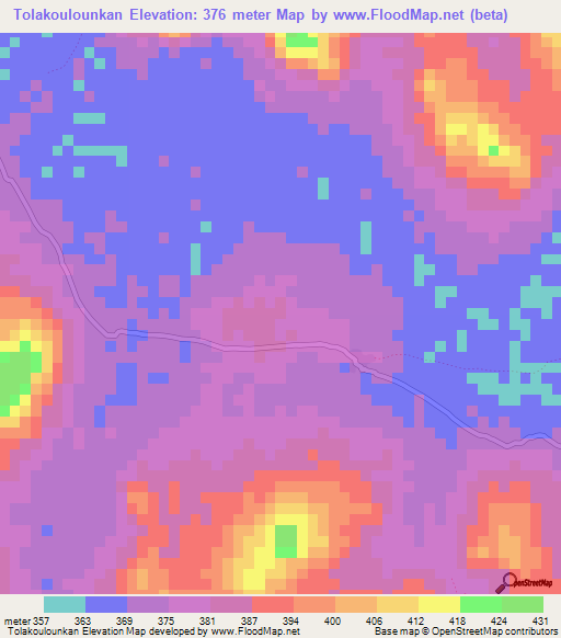 Tolakoulounkan,Guinea Elevation Map