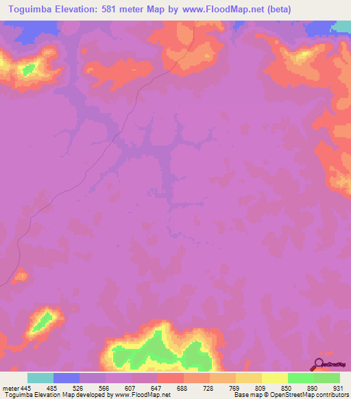 Toguimba,Guinea Elevation Map