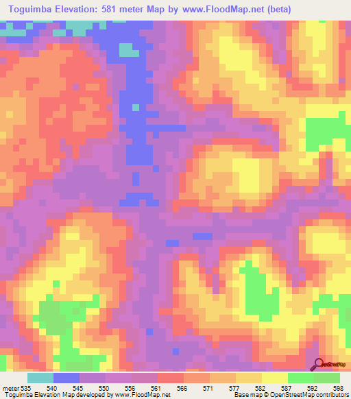 Toguimba,Guinea Elevation Map