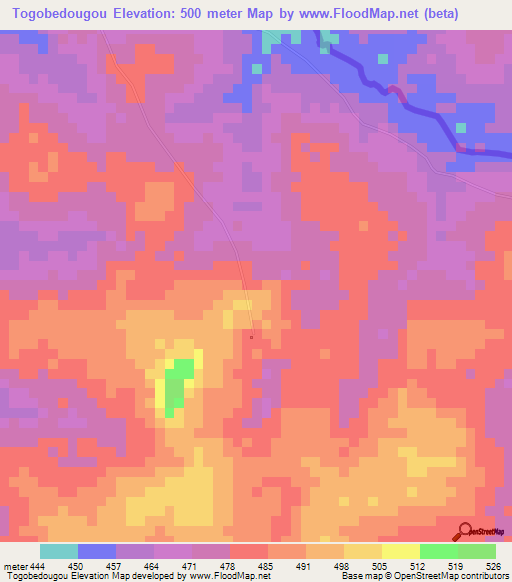 Togobedougou,Guinea Elevation Map