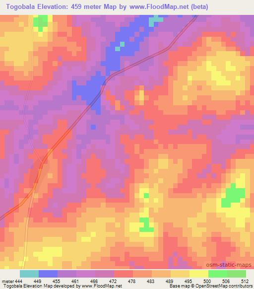 Togobala,Guinea Elevation Map