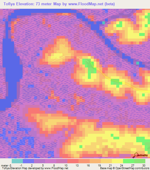 Tofiya,Guinea Elevation Map