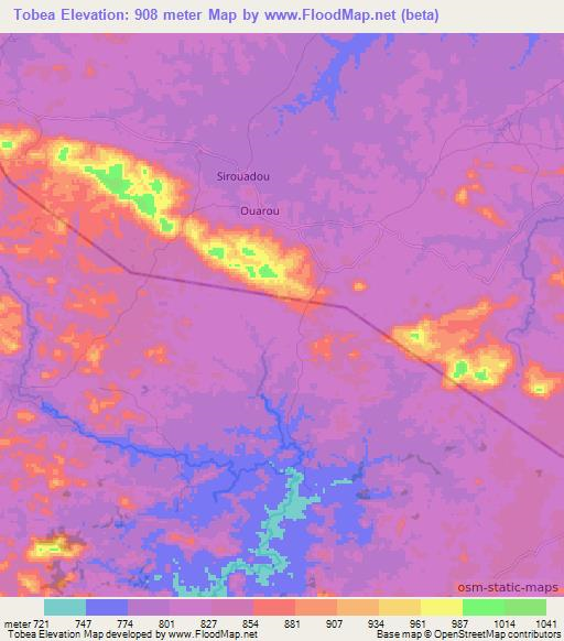 Tobea,Guinea Elevation Map