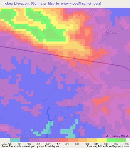 Tobea,Guinea Elevation Map