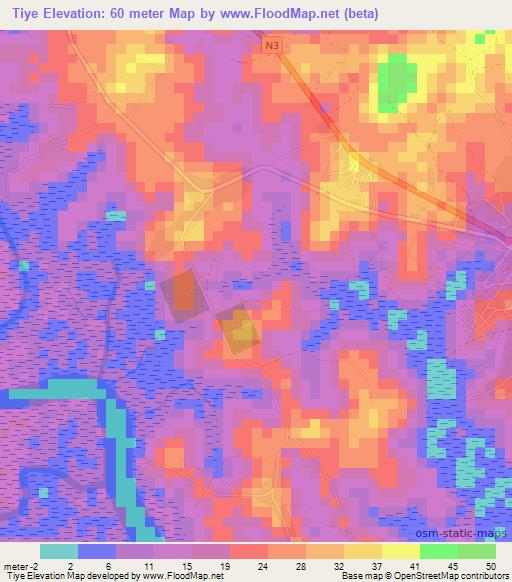 Tiye,Guinea Elevation Map