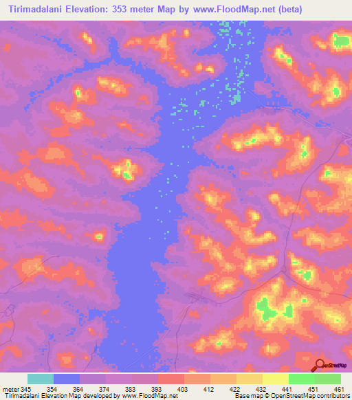 Tirimadalani,Guinea Elevation Map