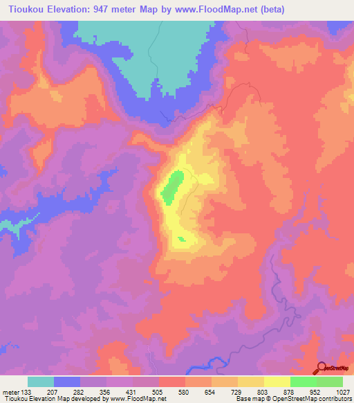 Tioukou,Guinea Elevation Map