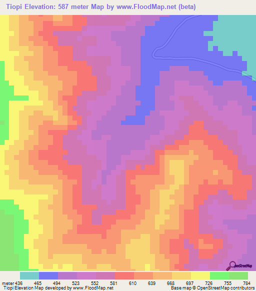 Tiopi,Guinea Elevation Map