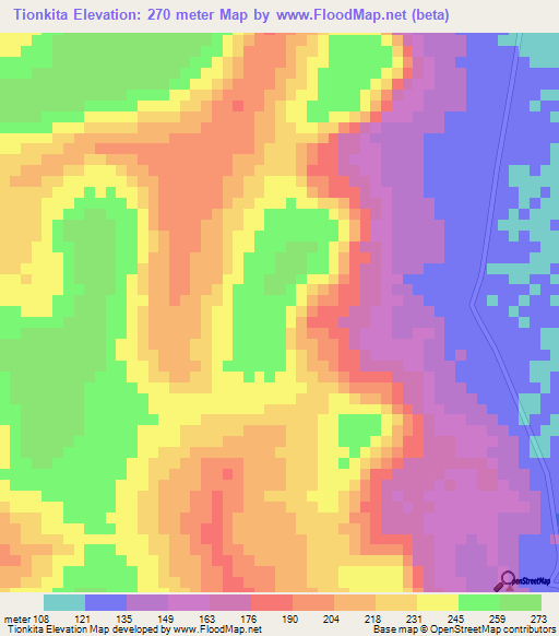 Tionkita,Guinea Elevation Map