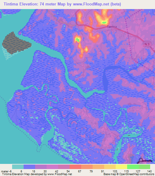 Tintima,Guinea Elevation Map