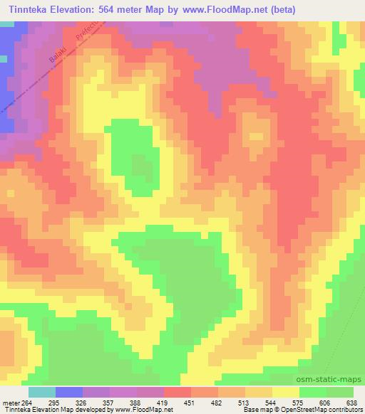 Tinnteka,Guinea Elevation Map