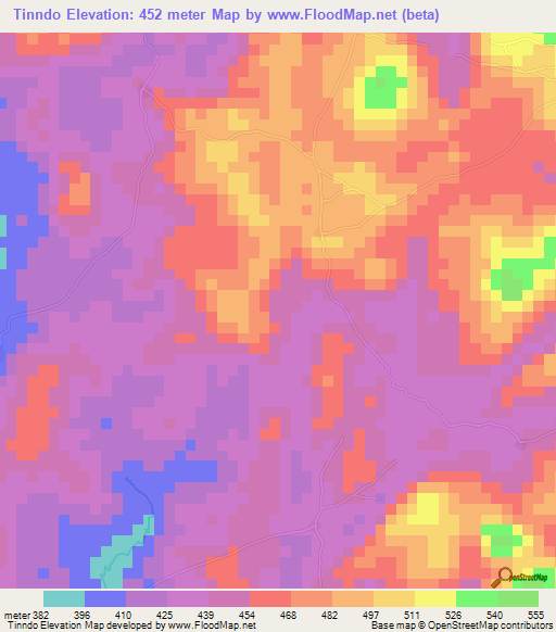 Tinndo,Guinea Elevation Map