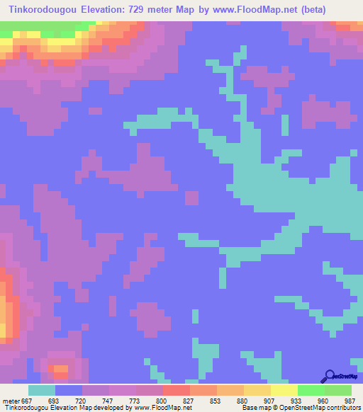 Tinkorodougou,Guinea Elevation Map