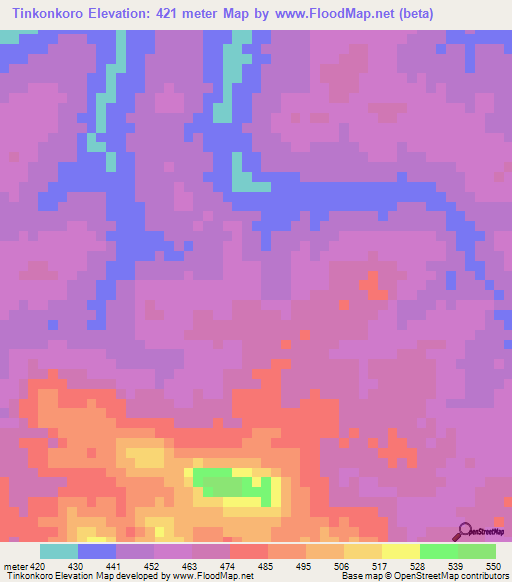 Tinkonkoro,Guinea Elevation Map