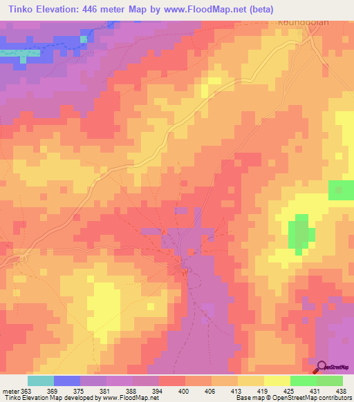 Tinko,Guinea Elevation Map