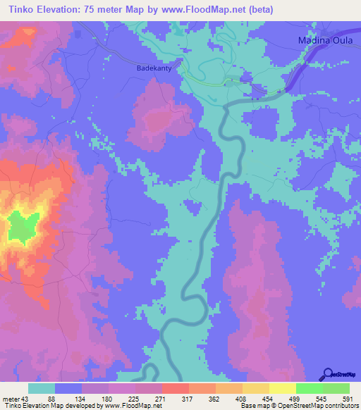 Tinko,Guinea Elevation Map