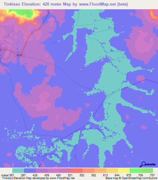 Tinkisso,Guinea Elevation Map