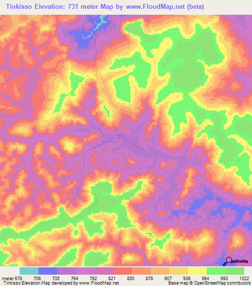 Tinkisso,Guinea Elevation Map