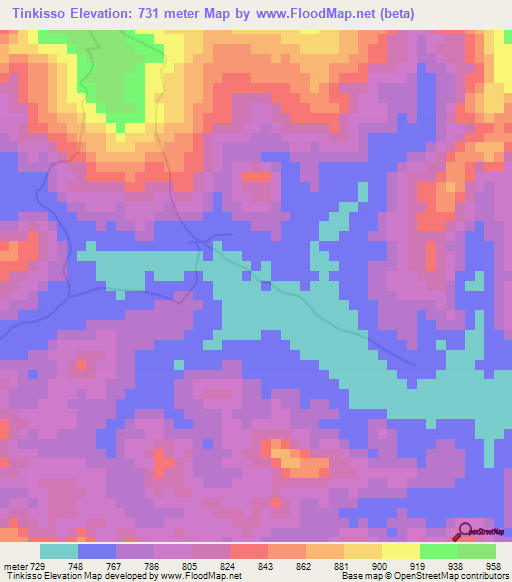 Tinkisso,Guinea Elevation Map