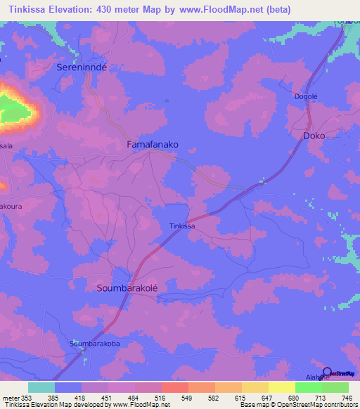 Tinkissa,Guinea Elevation Map