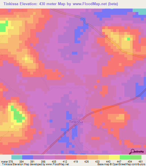 Tinkissa,Guinea Elevation Map