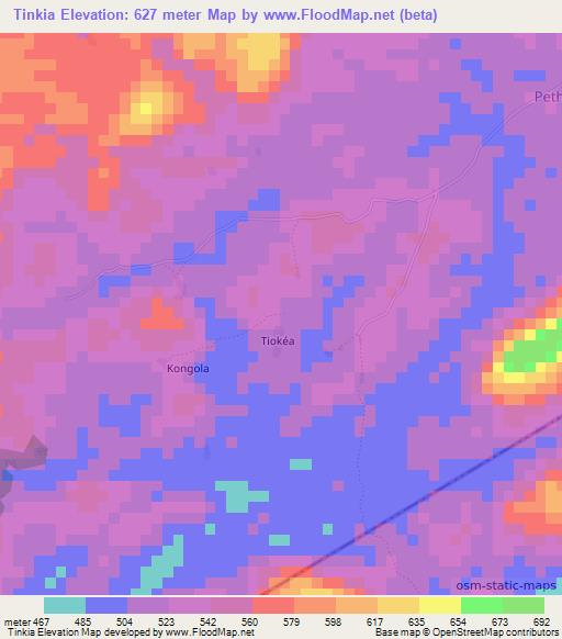 Tinkia,Guinea Elevation Map