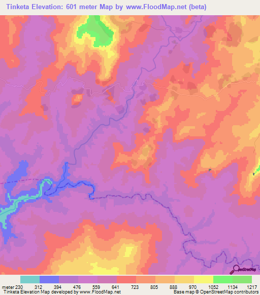 Tinketa,Guinea Elevation Map