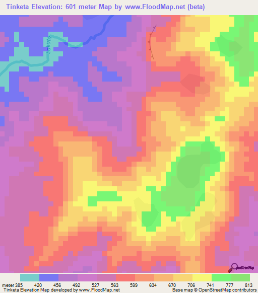 Tinketa,Guinea Elevation Map