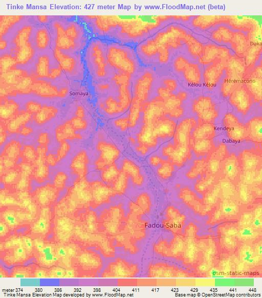 Tinke Mansa,Guinea Elevation Map