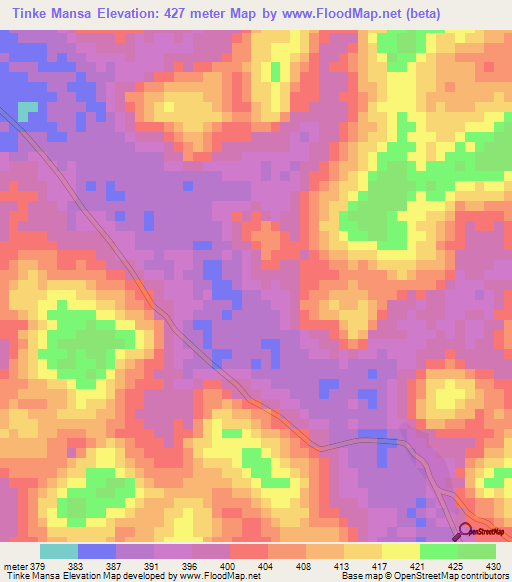 Tinke Mansa,Guinea Elevation Map