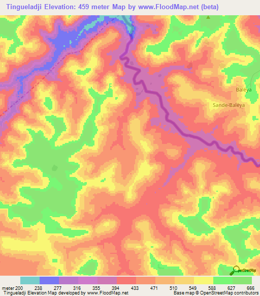 Tingueladji,Guinea Elevation Map