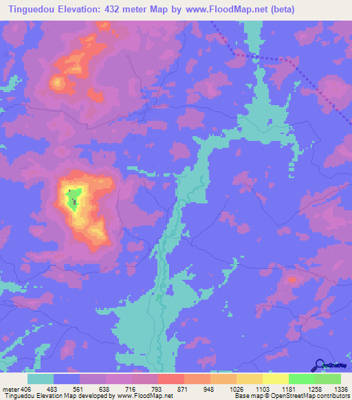 Tinguedou,Guinea Elevation Map