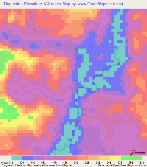 Tinguedou,Guinea Elevation Map