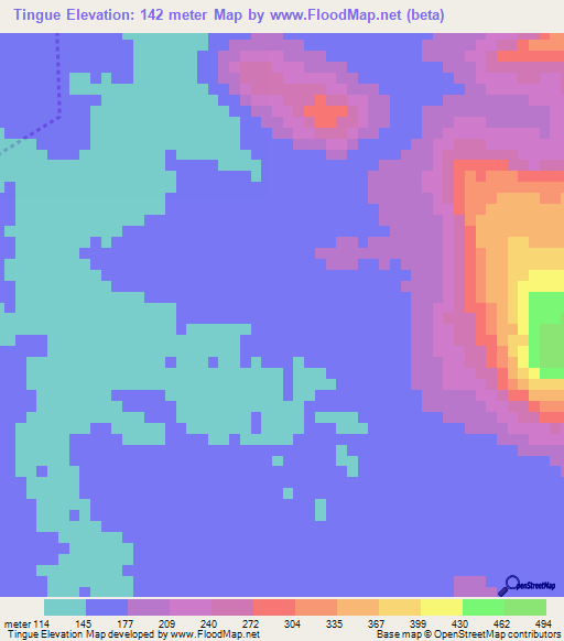 Tingue,Guinea Elevation Map