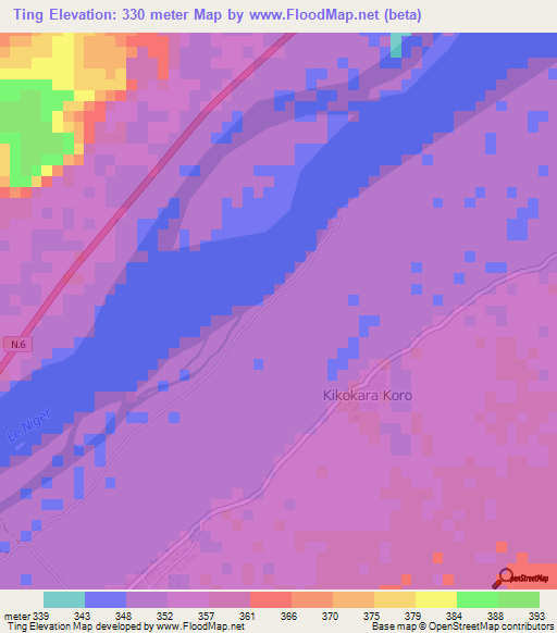 Ting,Guinea Elevation Map