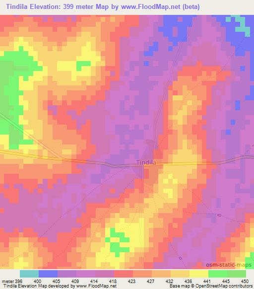 Tindila,Guinea Elevation Map