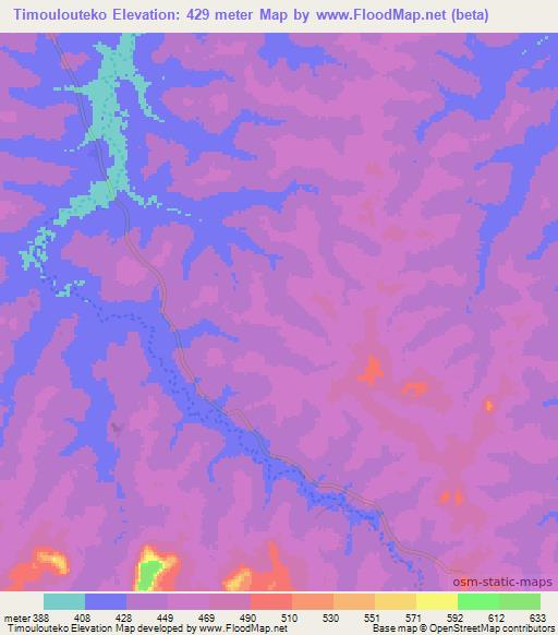 Timoulouteko,Guinea Elevation Map