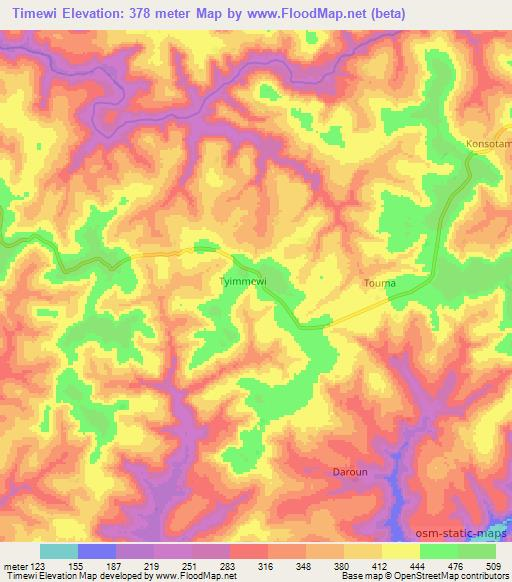 Timewi,Guinea Elevation Map