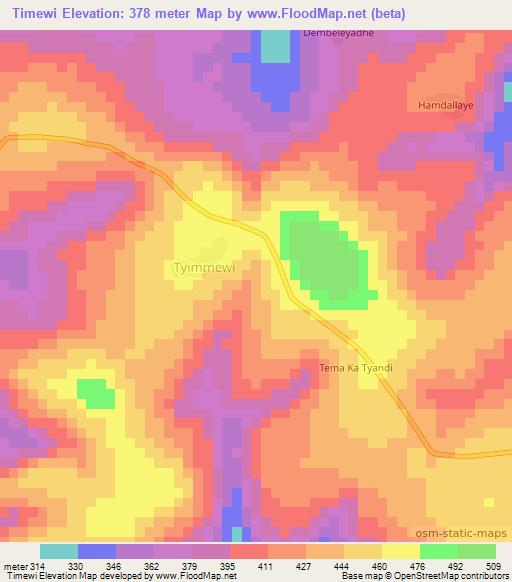 Timewi,Guinea Elevation Map