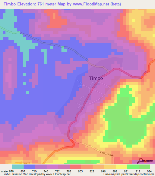 Timbo,Guinea Elevation Map