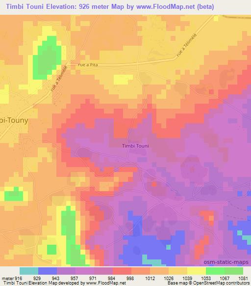 Timbi Touni,Guinea Elevation Map