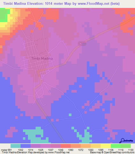 Timbi Madina,Guinea Elevation Map